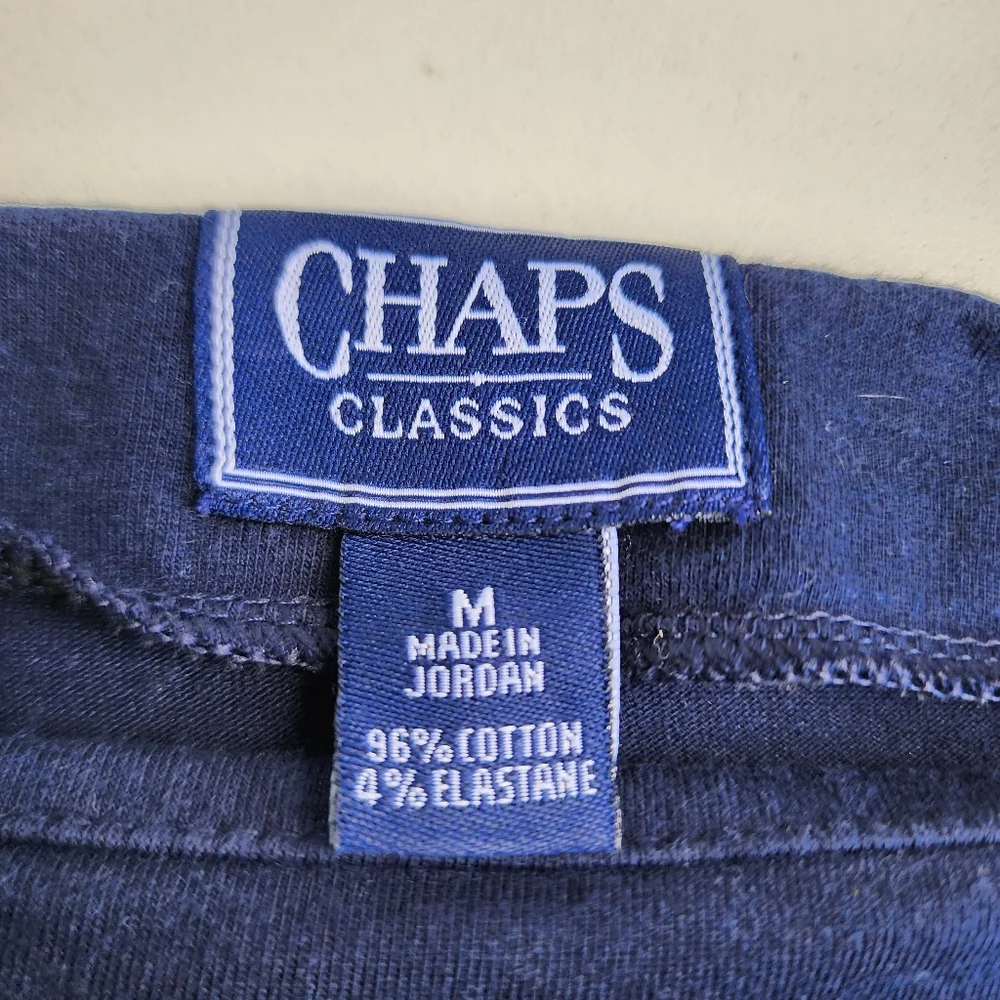 Chaps Classics Navy White Red Stripe Square Neck Short Sleeve T Shirt Nautical M - Picture 10 of 10